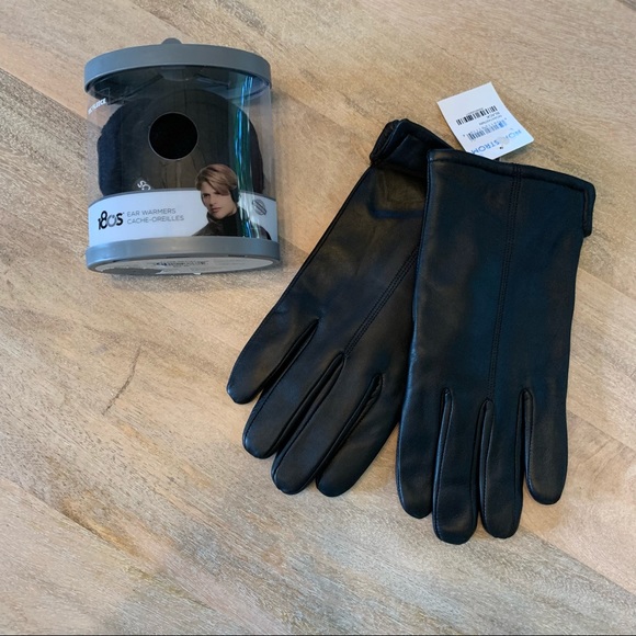 NWT Men's Winter Accessories Lot Nordstrom Leather Gloves + Ear Muffs Warmers - Picture 4 of 7